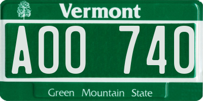 VT license plate AOO740