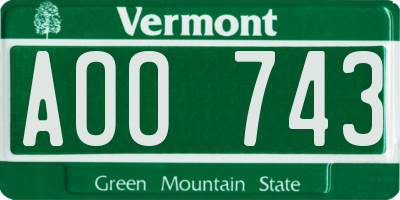 VT license plate AOO743