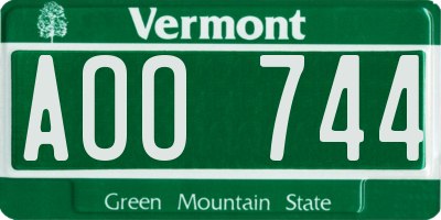 VT license plate AOO744
