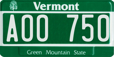 VT license plate AOO750