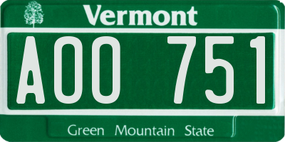 VT license plate AOO751