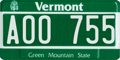 VT license plate AOO755
