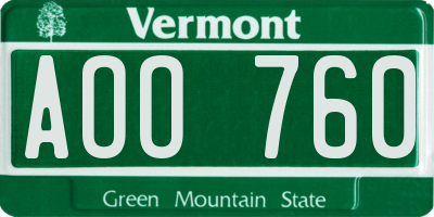 VT license plate AOO760