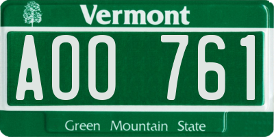 VT license plate AOO761