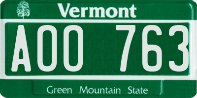 VT license plate AOO763