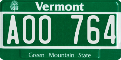 VT license plate AOO764
