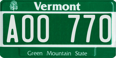 VT license plate AOO770
