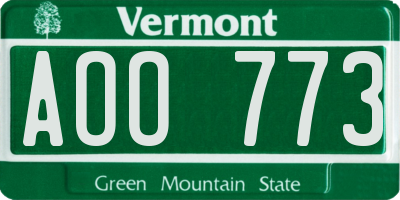 VT license plate AOO773