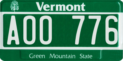 VT license plate AOO776