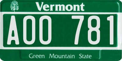 VT license plate AOO781