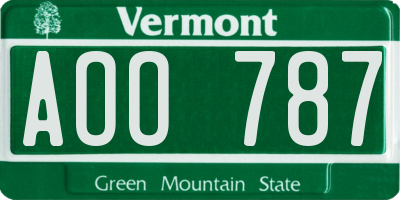VT license plate AOO787