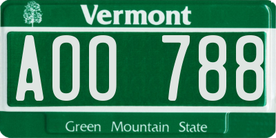 VT license plate AOO788