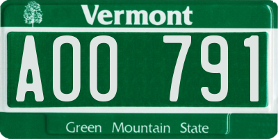 VT license plate AOO791