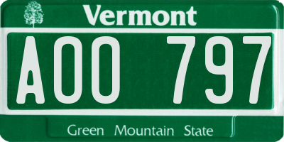 VT license plate AOO797