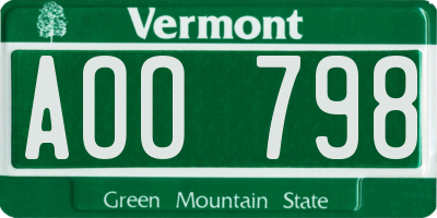 VT license plate AOO798