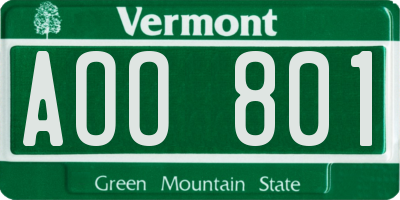 VT license plate AOO801