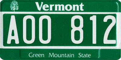 VT license plate AOO812