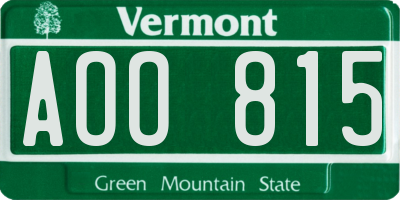 VT license plate AOO815