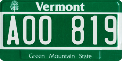 VT license plate AOO819
