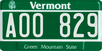 VT license plate AOO829