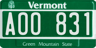 VT license plate AOO831