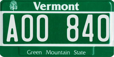 VT license plate AOO840