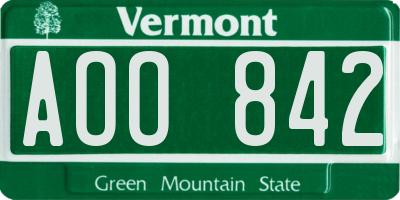 VT license plate AOO842