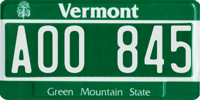 VT license plate AOO845