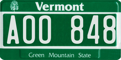 VT license plate AOO848