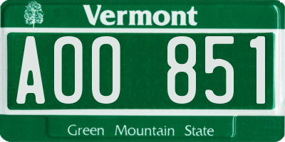 VT license plate AOO851