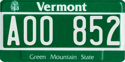 VT license plate AOO852