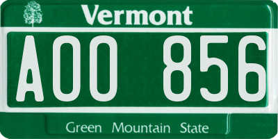 VT license plate AOO856