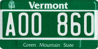VT license plate AOO860
