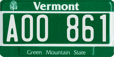 VT license plate AOO861