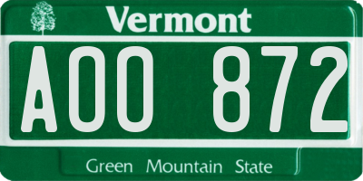 VT license plate AOO872