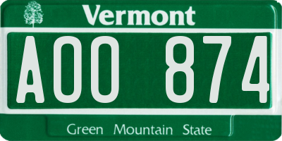 VT license plate AOO874