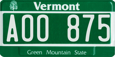 VT license plate AOO875