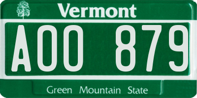 VT license plate AOO879