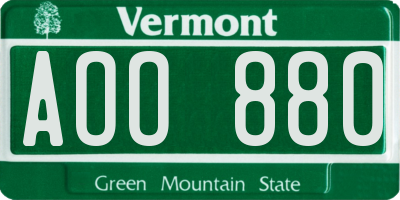VT license plate AOO880