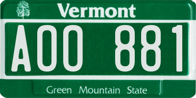 VT license plate AOO881