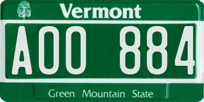 VT license plate AOO884