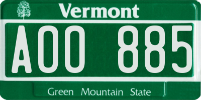 VT license plate AOO885