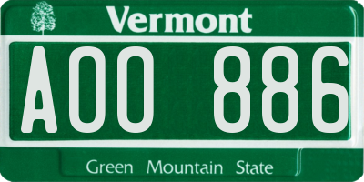VT license plate AOO886
