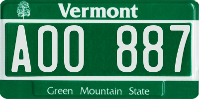VT license plate AOO887