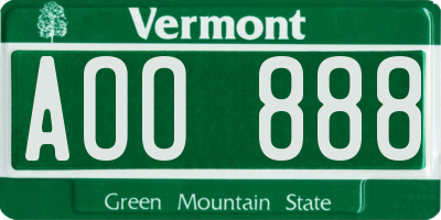 VT license plate AOO888