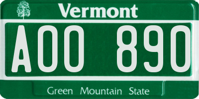 VT license plate AOO890
