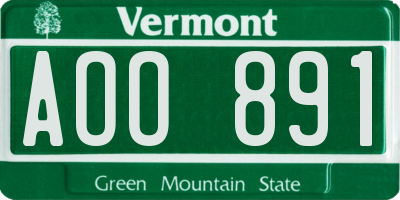 VT license plate AOO891