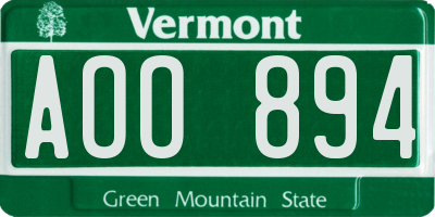 VT license plate AOO894