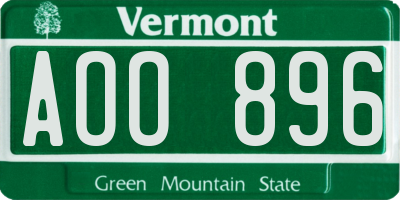 VT license plate AOO896