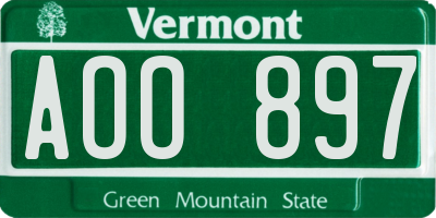 VT license plate AOO897